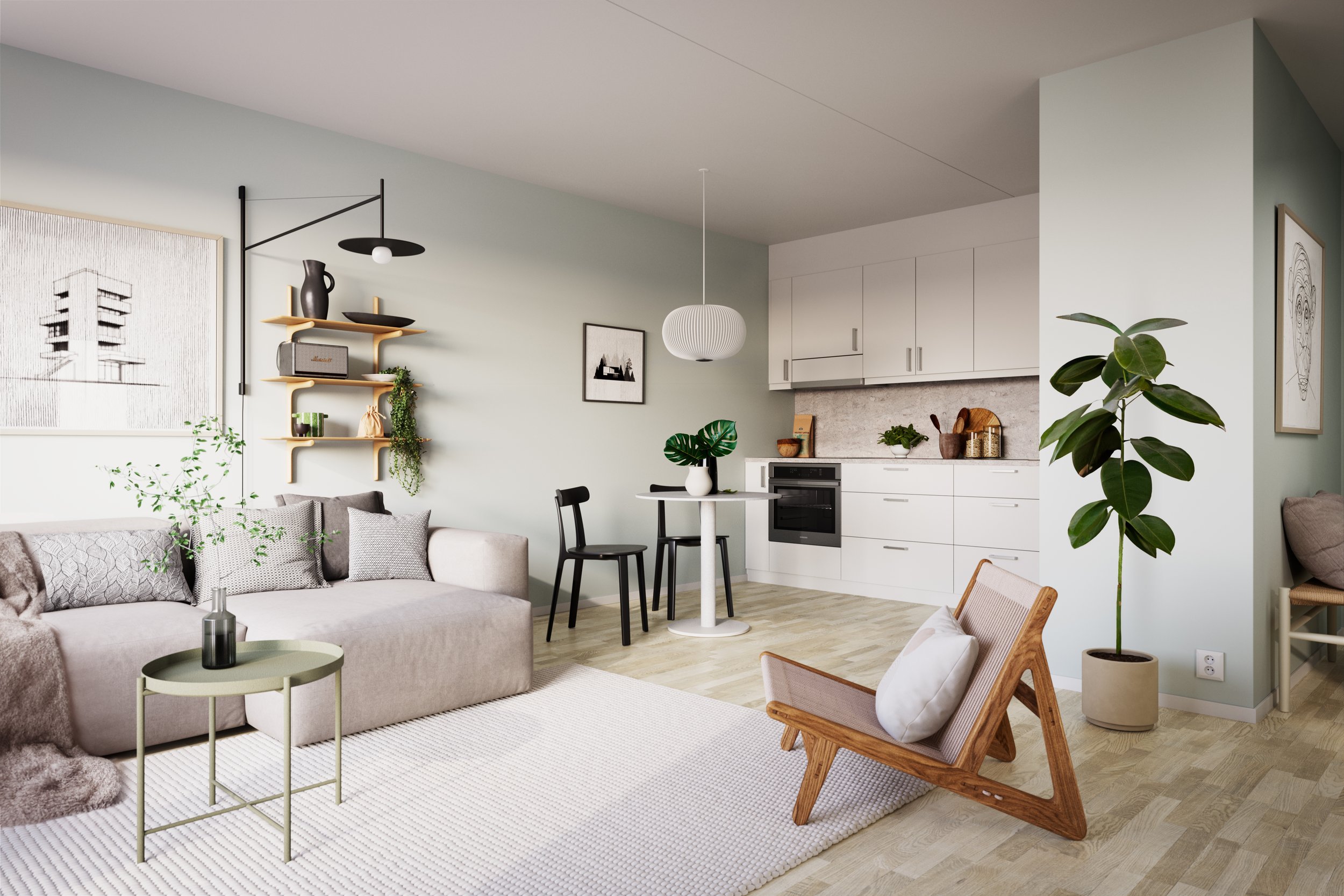 3D-visualisering av vardagsrum