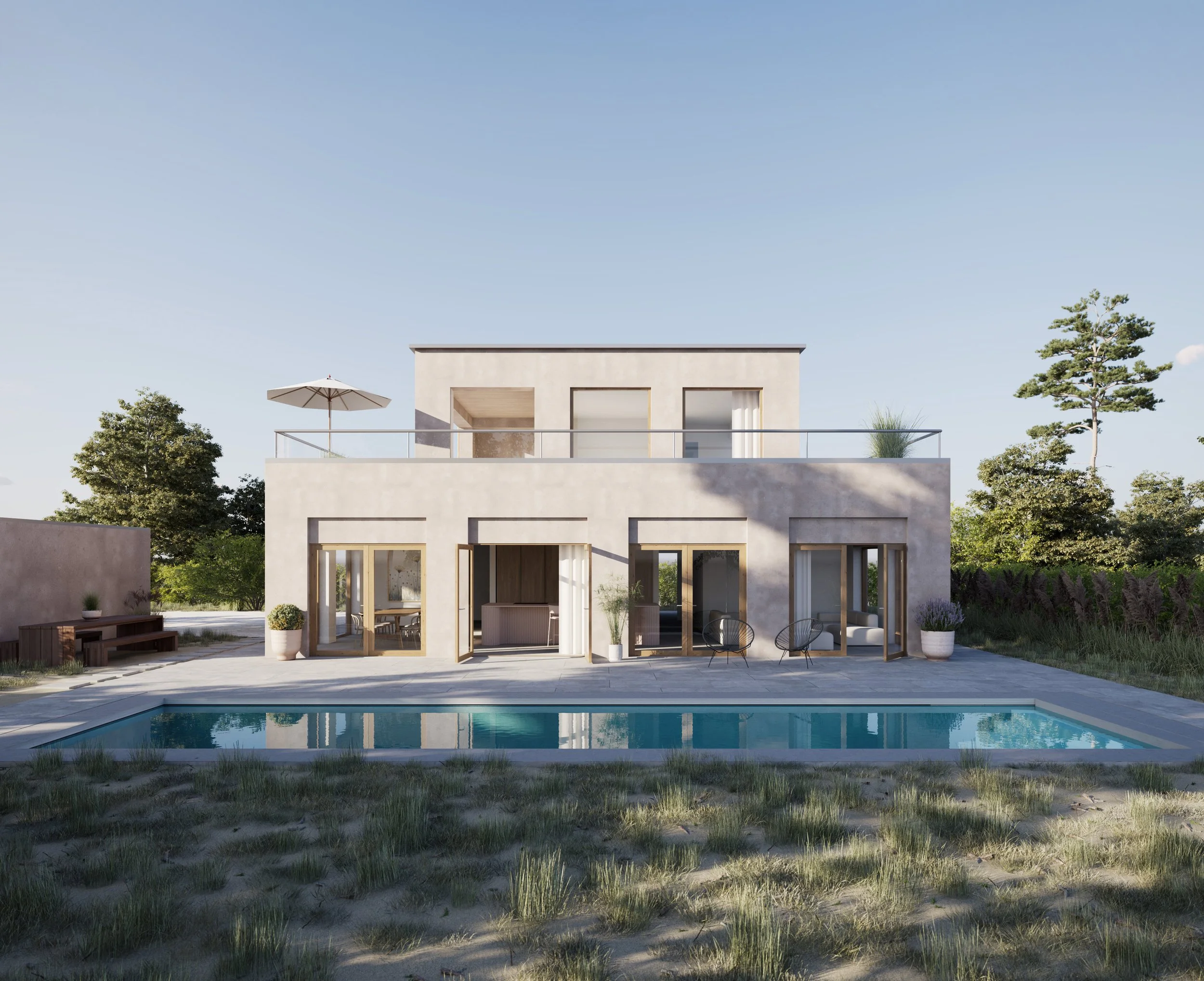 Fotorealistische Außenvisualisierung einer Villa